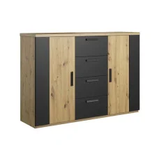 Chest of drawers 2D4S SIGMA oak artisan / black supermat